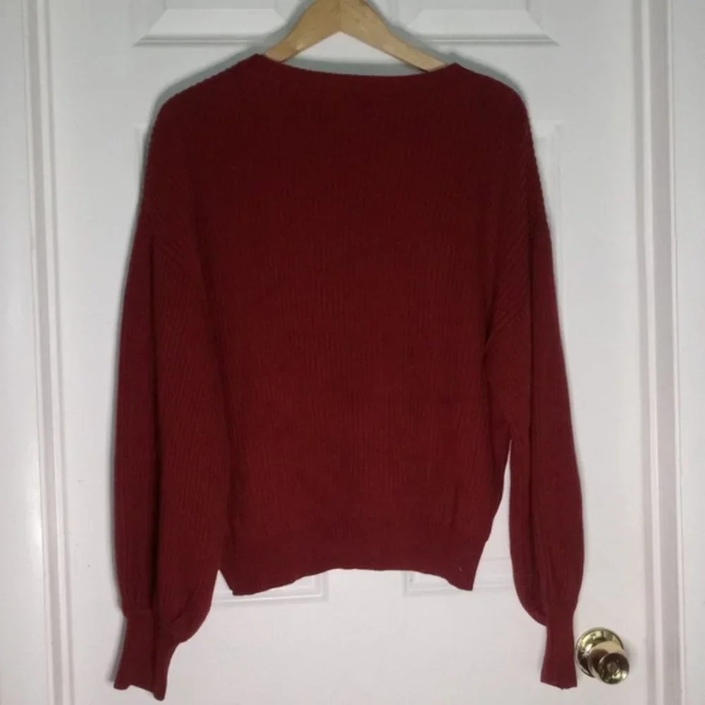 Lush Puff Sleeve Ribbed Sweater In Copper Size L - Picture 7 of 12